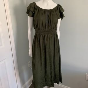 NWT Loft green ruffle dress